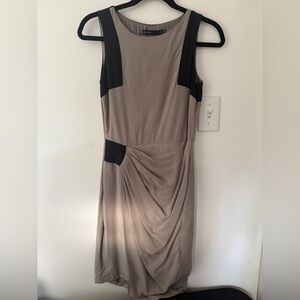 Karen Millen Taupe and Black Midi Dress